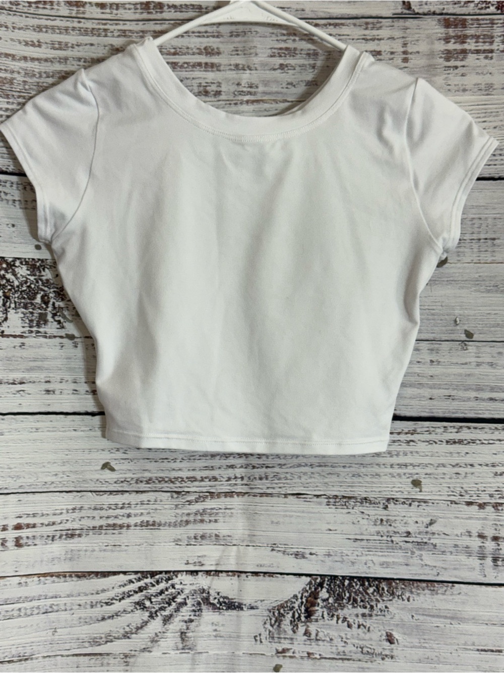 Bombshell Sportswear Top womens size XS White Crop Tee with Black Script Logo - Picture 4 of 8